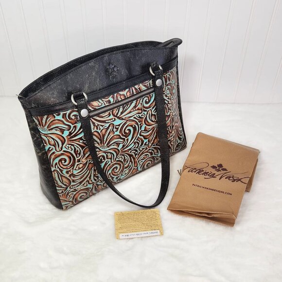 NWT Patricia Nash Leather Poppy Tote Satchel - The Tooled Turquoise Collection - Picture 8 of 9